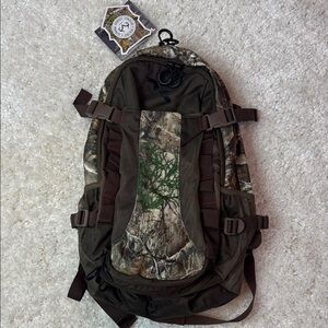 Realtree Camouflage Backpack with Green and Brown Accents